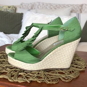 Steve Madden Green Platform Wedges